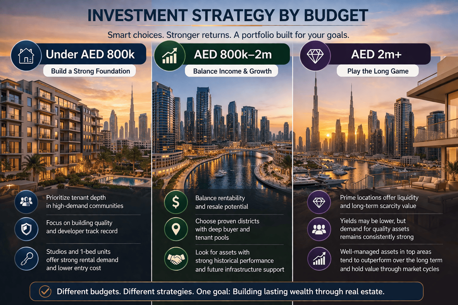 Investor budget strategy for Dubai Abu Dhabi and Sharjah properties